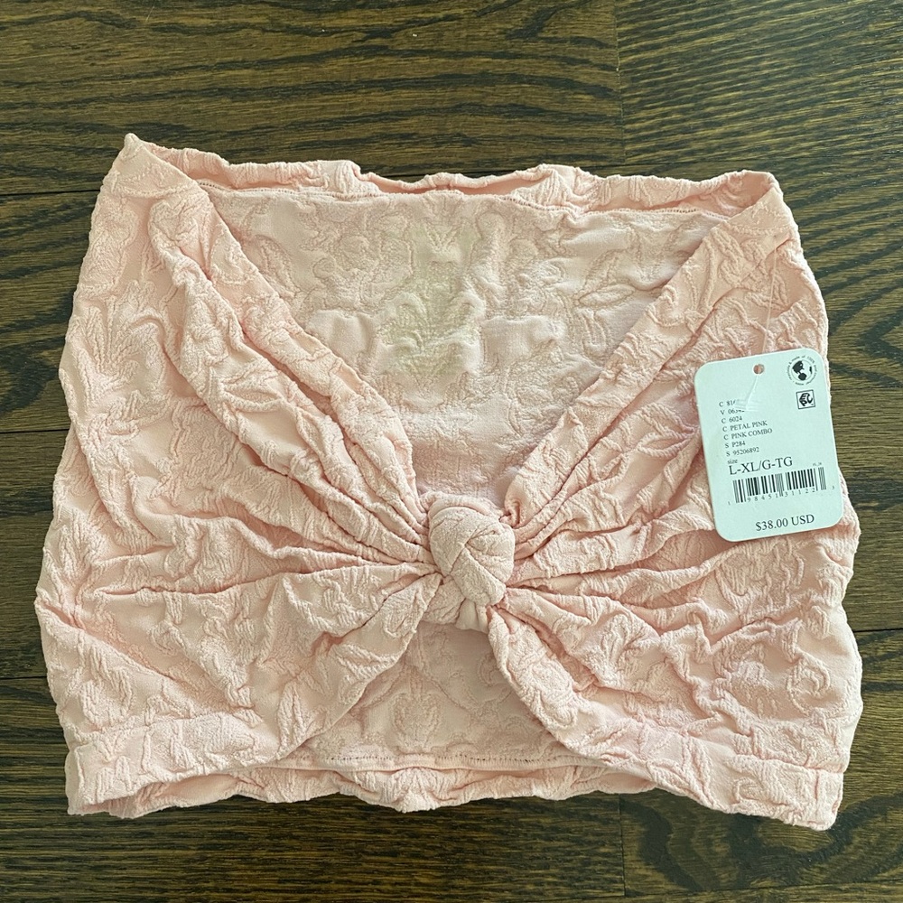 Free People Intimately Floral Frills Knotted Bandeau Bra NWT petal pink